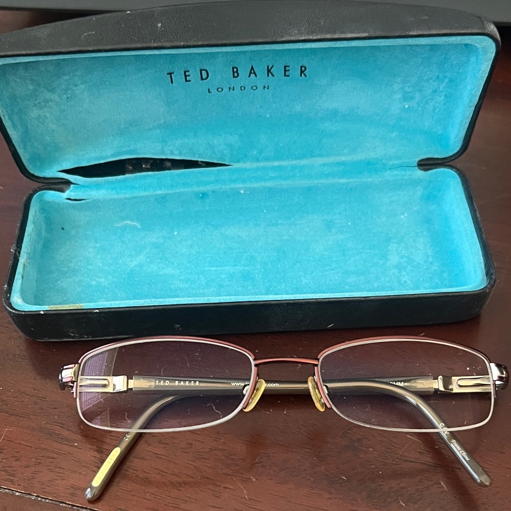 Ted Baker Red and Gold Progressive Prescription Eyeglasses with Case